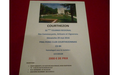 32ème TOURNOI REGIONAL DES COMMERCANTS ARTISANS ET VIGNERONS