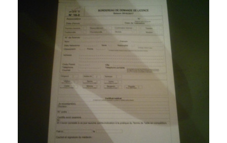 BORDEREAU DE LICENCE 2016-2017