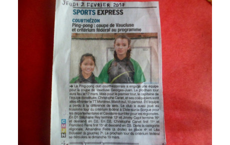 ARTICLE DE PRESSE DU VAUCLUSE MATIN