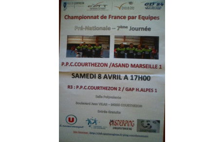 7EME ET DERNIER TOUR DU CHAMPIONNAT REGIONAL PAR EQUIPES SENIORS