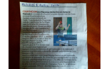 ARTICLE DE PRESSE DE LA PROVENCE